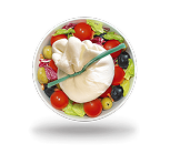 Салат овощной с сыром буррата